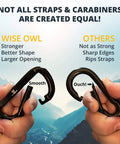 Comparison of two carabiners for Heavy Duty Hammock Straps For Trees 10 Foot Kit With Carabiners And 38 Loops No Fuss Set Up