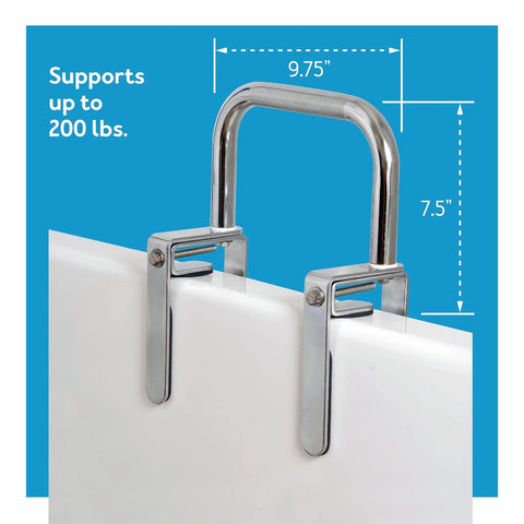 Bathtub Grab Bar For Seniors And Disabled, No Sweat Safe Grip Rail For Getting In And Out Of Tub, Easy Install On Most Tubs, Chrome Finish