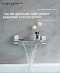 Black Wall Mount Waterfall Tub Faucet With High-Flow Tub Filler, Two-Handle Bathtub Wall Faucet, brass wide spout design.