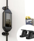 Slick Heavy Duty Wall Mount EV Charger Holder For Portable Type 1 Plug In Cables, deep matte black, mounted with two clamps.