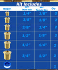Brass Fitting Hex Bushing Kit 13 Pc Set With Male To Female NPT Adapters For Home Shop And HVAC Reducing Bushings chart