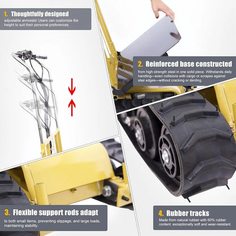 Stair Climbing Dolly Motorized Hand Truck With 880 Lbs Capacity 850W Power 48V Battery Removable Lithium Battery Built For Real Jobs Stair And Floor Lifts 360 Degree Turns Foldable Design For Lifting Heavy Furniture, steel frame and rubber tracks