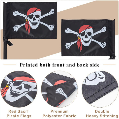Double Sided Pirate Flag Swing Set Kit With Pole And Mounting Hardware For Backyard Adventures Ready To Mount Easy Install Outdoor Treehouse Decor 20 Inch Pole And 15.35 By 10.6 Inch Flag Made Of 200D Polyester