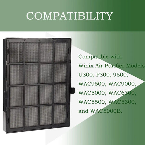 HEPA Replacement Filter B Compatible With Winix Air Purifiers U300 P300 9500 WAC9500 WAC9000 WAC5000 WAC6300 WAC5500 WAC5300 Size 21