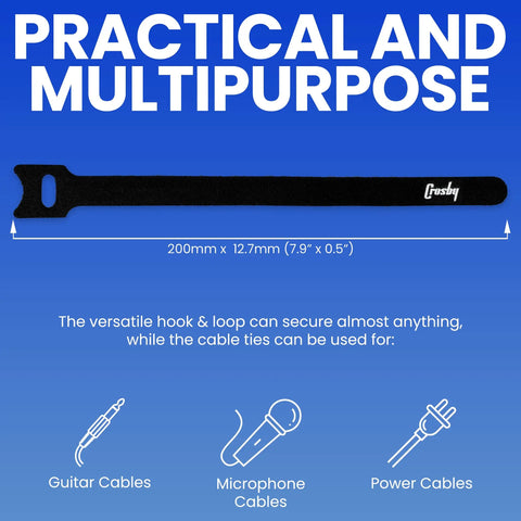Grip Kit For Pedalboards With 10 Feet Of Heavy Duty Hook And Loop Tape And 6 Reusable Cable Ties For Guitar And Bass Pedals