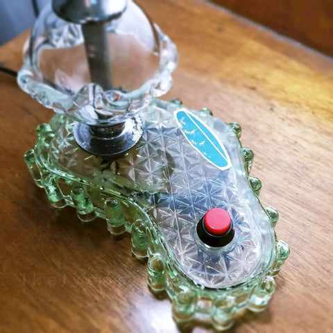 Table lamp with red button from 24 Pack 12mm Momentary Push Button Switch SPST On Off AC 250V 1.5A Kit on glass base
