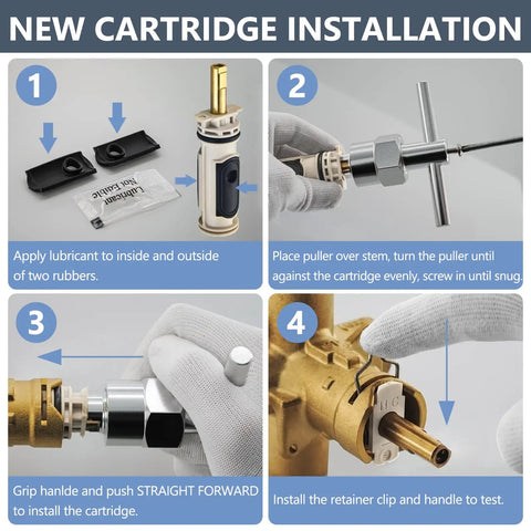 Installation guide for Moen 1222 Replacement Shower Cartridge With Removal Tool 104421 Kit For One Handle Posi Temp Faucets.