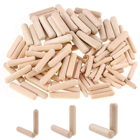 Premium Wood Dowel Pins Set 400 Pieces 6mm 8mm 10mm L Fluted Beveled Ends Tapered For Easier Insertion Straight Grooved Pins