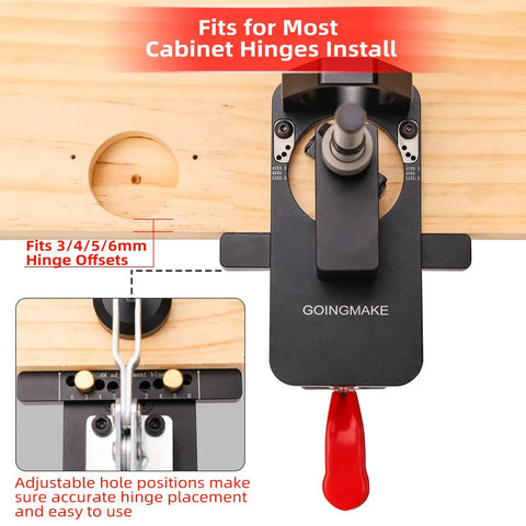 Compact Metal Concealed Hinge Jig With Quick Clamp For 35mm Cabinet Hinges, Drill Guide With Dust Adapter for door mounting