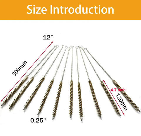 Brass Wire Tube Brush Set 6mm Diameter Flexible Cleaner For Narrow Tubes Cylinders And Pipes Removes Welding Slag And Rust Handy
