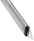 Glacier Linkin Ice Axe With Leash 68cm, close-up of grooved shaft and stainless spike for ice anchoring