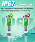 IP67 waterproof Three In One Digital Water Tester That Reads pH TDS And Temperature with ultra precise readings displayed.