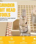 Diamond grinder bit head, front view, brass-core chuck for stained glass work