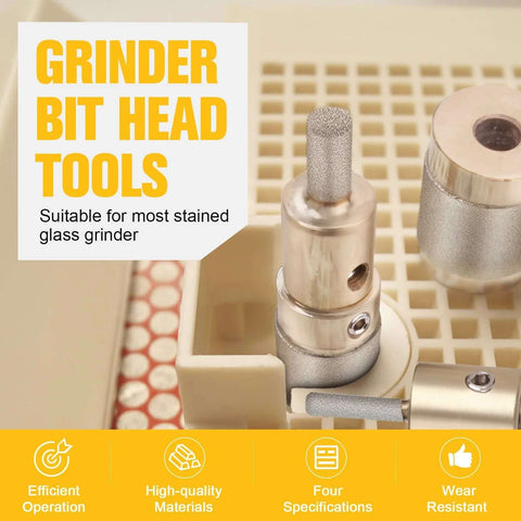 Diamond grinder bit head, front view, brass-core chuck for stained glass work