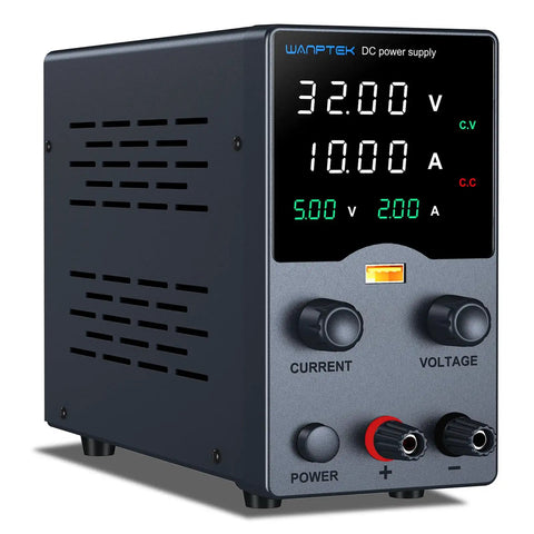 Pro Grade Adjustable DC Power Supply 30V 10A with Precision Encoder Knob 4 Digit LED Display USB Fast Charge for Labs