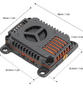 3W 5.8GHz FPV Video Transmitter VTX with 48CH ultra lightweight aluminum alloy build, showing dimensions and interface