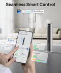 Smartphone controlling Bedroom Tower Fan With Evaporative Cooling, 43 Inch Upgraded 2025 Model, Quiet 85 Degree Oscillation.