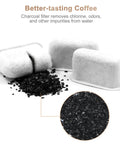 Close-up of 12 Pack Charcoal Coffee Maker Water Filters Replacement Set That Boosts Flavor And Purity Keeps Your Brew Tasty And Clean