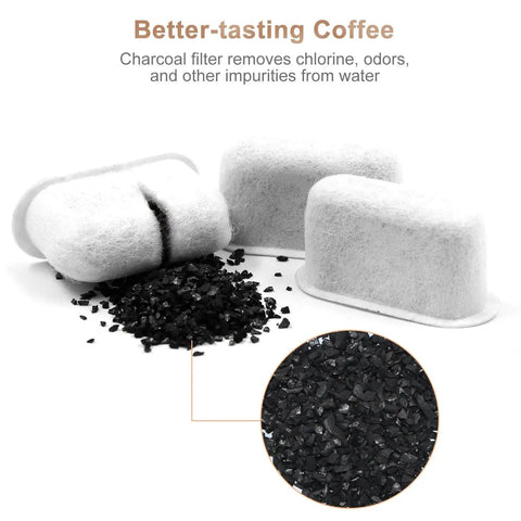 Close-up of 12 Pack Charcoal Coffee Maker Water Filters Replacement Set That Boosts Flavor And Purity Keeps Your Brew Tasty And Clean