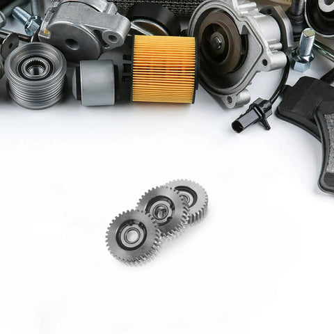 Close-up of 36T steel motor gear set with washers for electric bikes and folding scooters replacement upgrade.
