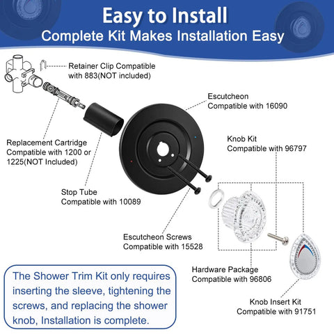 Upgrade Your Drip-Free Bath With This Sleek Matte Black Shower Trim Kit Made For Moen Chateau T470 Single Handle Faucets For A Fresh New Look That Totally Slays In Any Home. matte black trim kit with knob, escutcheon, screws