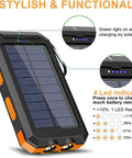 Rugged 38800mAh Solar Power Bank With Type C Output Waterproof Outdoor Backup Charger For All Phones Three Outputs And LED Flashlights