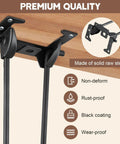 Hella Sturdy 12.6 Inch Foldable Hairpin Table Legs Built Solid Steel Furniture Supports with black coating installed under a wooden tabletop.