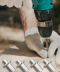 Using a drill for installing 30 Pieces Aluminum Alloy Expansion Rivets Hammer Drive Expansion Rivet Knock Type Stainless Steel Rod Screws 5x11mm