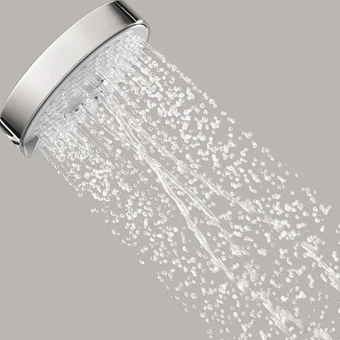 Raindance S 5 Inch Showerhead With Air Power Technology Featuring BalanceAir Whirl Air And RainAir Sprays in action, chrome finish