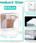 No Sweat Automatic Parrot Feeder Cups Bulk Pack with clear design, 15cm tall, holds 350g seeds for small birds.