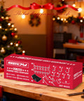 Heavy Duty 121 Piece Pegboard Hook Set With Chrome Metal Hooks Durable Pegboard Organizer Kit box on workbench with holiday decor
