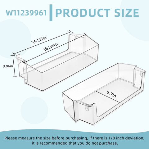 Right Refrigerator Door Shelf Bin Replacement For WRS311SDH WRS325SDH-BY Models, W11239961 W10900538 with dimensions 16.36in x 6.7in