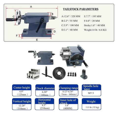 Rock Solid Six Inch Dividing Head For Milling Machines With Heavy Duty Cast Iron Frame 160 Mm Three Jaw Chuck Plus Tailstock And Precision Dividing Plates Workshop Beast Indexing Kit