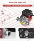 Heavy Duty 304 Stainless Steel Hot Water Recirculating Pump With Three Speed Settings And Full Copper Coil, close-up view of pump head.