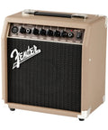 Portable 15 Watt Acoustic Guitar Amplifier With 6 Inch Speaker, Two Channel Instrument And Mic, Chorus Effect, Brown Wheat Finish