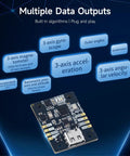 Versatile 9 Axis IMU Module With Accelerometer Gyroscope Magnetometer And Digital Motion Processor For AHRS Pitch Roll And Yaw Angles, black PCB with USB-C