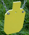 Ar500 Steel Silhouette Target 7 By 12 Inches Half Inch Thick For Rifle Practice hanging in green grass