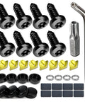 Black Stainless Steel License Plate Screws Kit With Matte Black Caps For Front Bumper Mounting Anti Theft Self Tapping Hardware