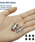Hand holding Rigid Shaft Coupler 8mm To 8mm Bore With Steel Connector And M4 Set Screws For 3D Printers Stepper Motors And CNC Machines Built For Top Notch Precision And Alignment
