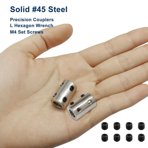 Hand holding Rigid Shaft Coupler 8mm To 8mm Bore With Steel Connector And M4 Set Screws For 3D Printers Stepper Motors And CNC Machines Built For Top Notch Precision And Alignment