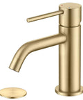 Brushed Gold Bathroom Faucet With Single Handle For One Hole Sinks Built From Brass And Stainless Steel Includes Pop Up Drain Assembly