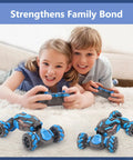 Kids playing with Sensing RC Stunt Car For Kids With 2.4GHz Hand Remote, Gravity Sensing Watch Control, cars on a soft surface