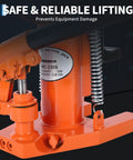 Heavy Duty 5 Ton Hydraulic Toe Jack Dual Stage Lift For Industrial Lathes And Milling Machines Ultra Low Profile design with orange steel body.