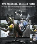 Image of 24.5 Inch Gaming Monitor With 200Hz Refresh Rate, 1Ms Response Time showcasing a video game scene and response speed comparison.