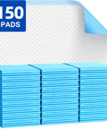 Heavy Duty Hassle Free Disposable Bed Pads For Dogs And Adults Super Soak Up Waterproof Training Sheets Leak Locked Backers Odor Blocking Shield 150 Count Pack stacked and ready for use.