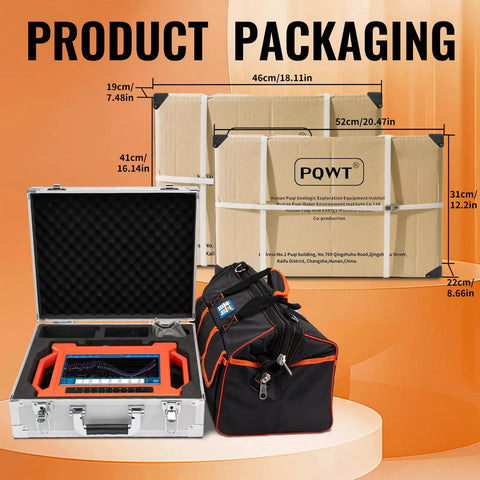 Auto Analysis Water Detector 300M Geophysical Prospecting Gear showing packaging and carrying case