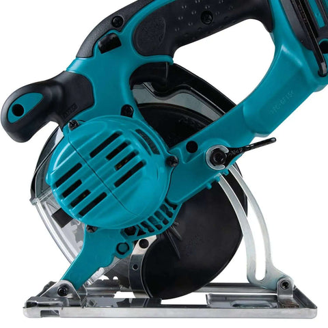 Side view of 18V LXT Cordless Metal Cutting Saw Bare Tool with 5 3 8 Inch Cut Capacity showing blade and handle features.
