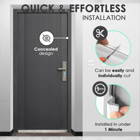 40 Foot Door Weather Stripping Seal for Kerf Front Exterior Doors, Easy Fit Door Frame Insulation Strip installed view