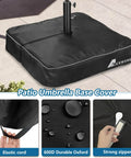 Heavy Duty 600D Waterproof Anti UV Outdoor Square Umbrella Base Cover Fits Patio Stand Up To 30 L X 30 W X 6 H Black Cover Only