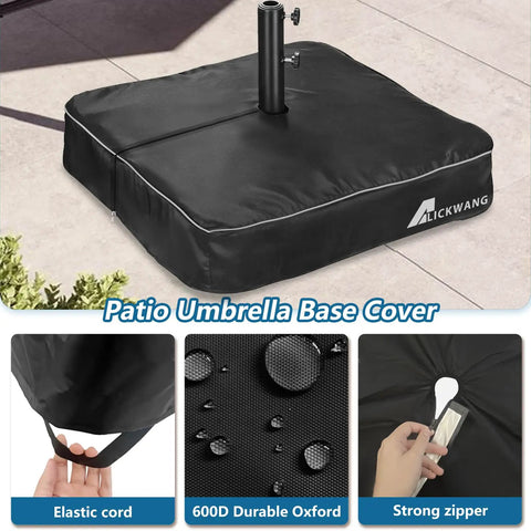 Heavy Duty 600D Waterproof Anti UV Outdoor Square Umbrella Base Cover Fits Patio Stand Up To 30 L X 30 W X 6 H Black Cover Only